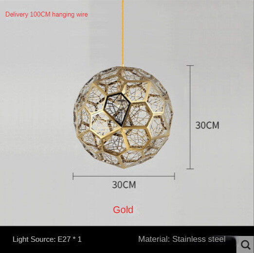 HEIKESZ Post-Modern Nordic Art Geometric Stainless Steel Round Diamond Ball Pendant Lamp Creative Chandelier for Living Room Bedroom Bar Restaurant Lighting