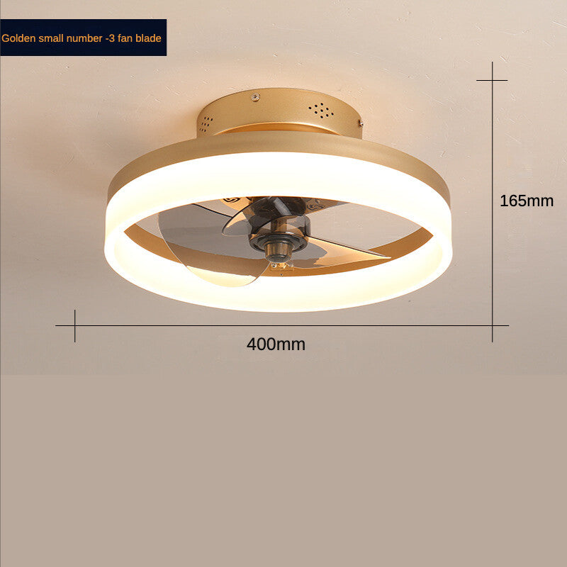 HEIKESZ Nordic Ceiling Fan Light with LED Strip Modern Minimalist Design Invisible Fan Lamp for Bedroom Dining Room Home Living Room