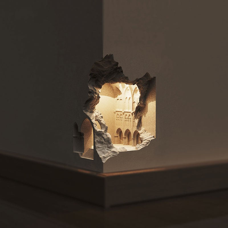 HEIKESZ Notre Dame Night Light Gypsum Wall Lamp for Bedside Corridor Aisle Embedded Corner B & B Ambience Light