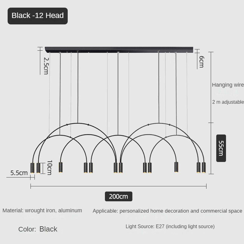 HEIKESZ Luxury Nordic Modern Chandelier Light Creative Arch Dining Table Strip Lamp Internet Celebrity Bar Light