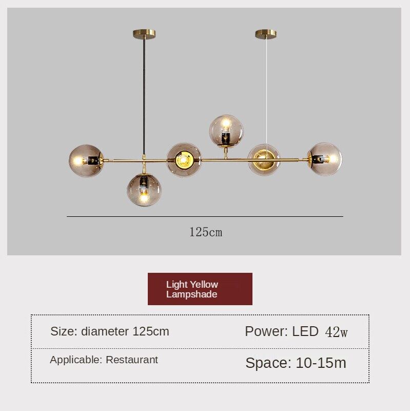 HEIKESZ Modern Minimalist Iron 6-Head Ceiling Lamp for Restaurant Bar Living Room LED Lighting Hanging Chandelier