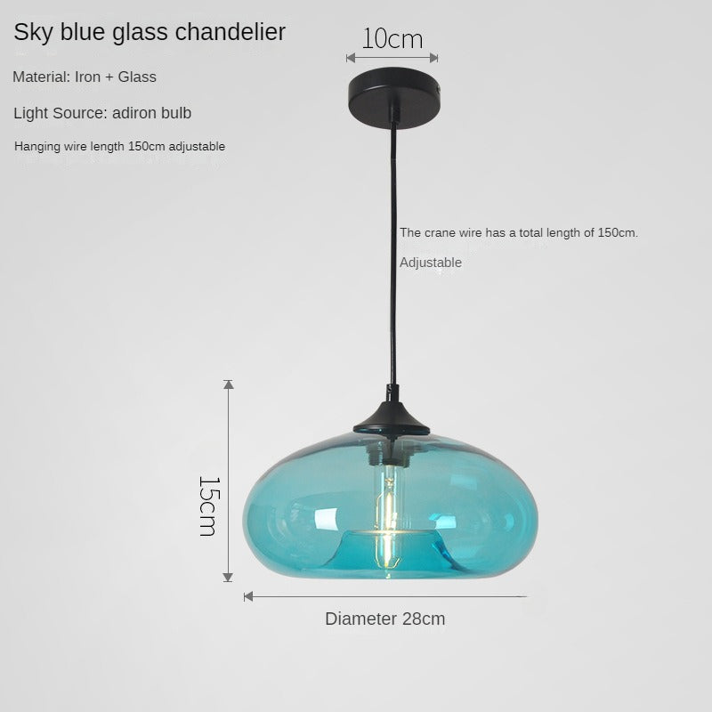 HEIKESZ Modern Round Stained Glass Chandelier Creative Hanging Light Fixture for Dining Room Bar Counter Living Room Ceiling Lighting