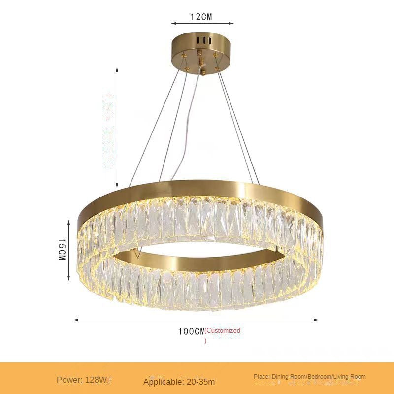 HEIKESZ Modern Luxury Crystal Chandelier Round Stainless Steel Ceiling Light for Living Room Dining Bedroom Hotel Club