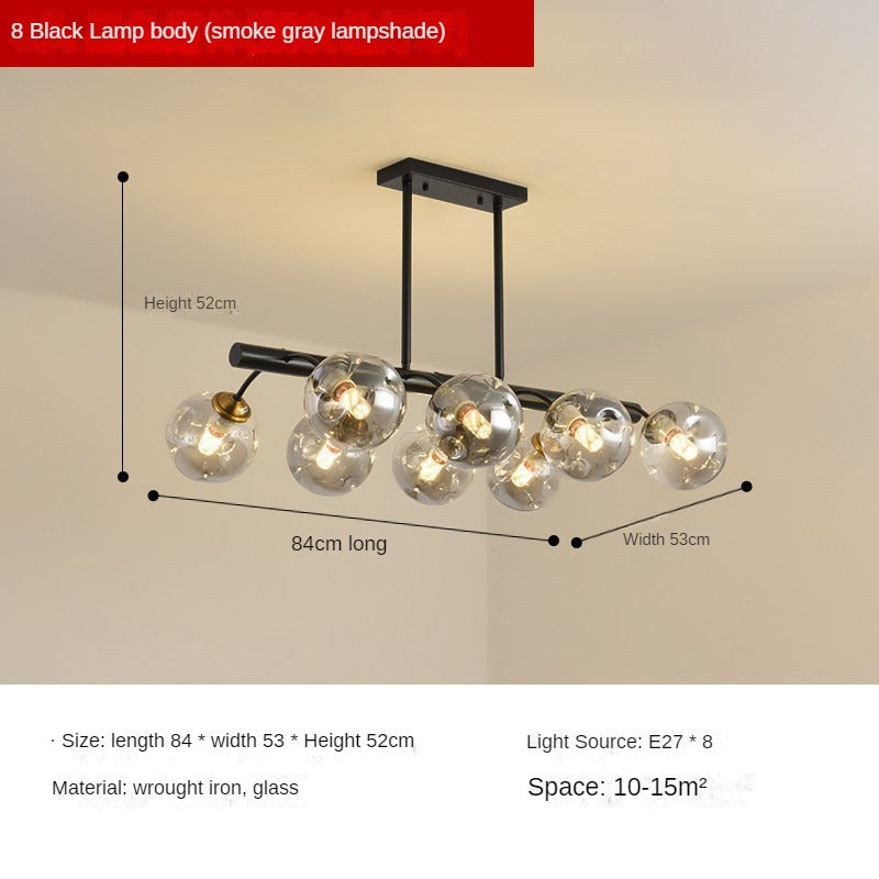 HEIKESZ Modern Long Dining Table Lamp Magic Bean Glass Chandelier Light Luxury Personality Living Room Study Bedroom Lighting