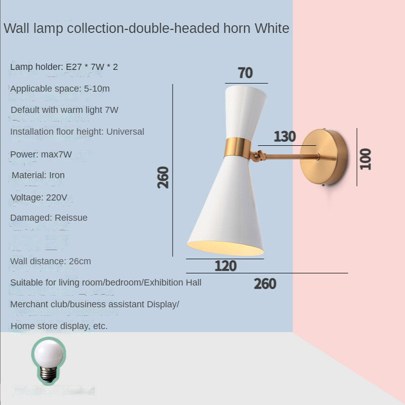 HEIKESZ Modern Minimalist Horn Wall Lamp Nordic Style LED Lighting for Living Room Bedroom Bathroom Mirror Warm Light