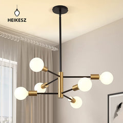 Heikesz Satellite Chandelier Retro Industrial Style LED Ceiling Light for Living Room Restaurant American Country Hanging Lamp