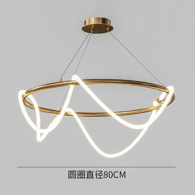 HEIKESZ Minimalist Chandelier for Restaurant Bar Long Dining Table Music Note Art Designer LED Tube Winding Line Lamp
