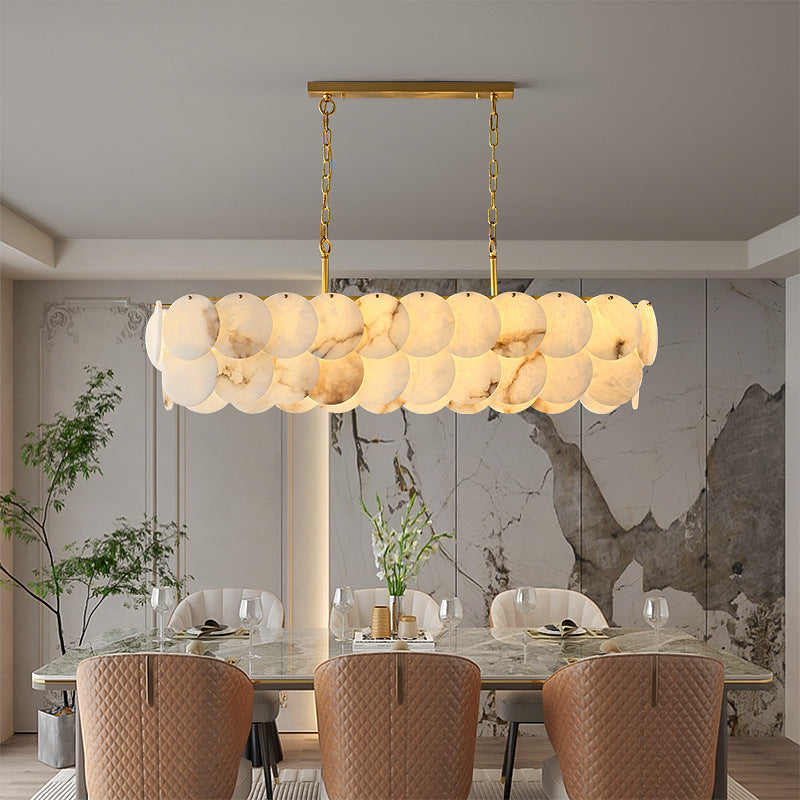 HEIKESZ Luxury Marble Chandelier Post Modern Copper Light Designer Villa Lighting for Living Room Bedroom Dining Room