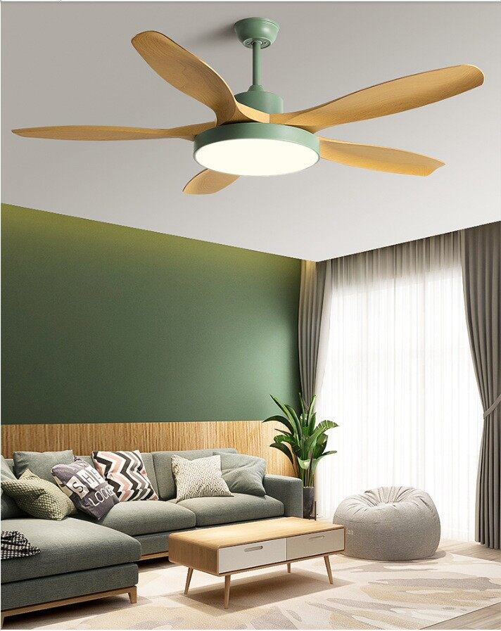 HEIKESZ Simple Nordic Ceiling Fan Light 48 52 60 Inch Large Wind Remote Control Frequency Conversion for Household Living Room