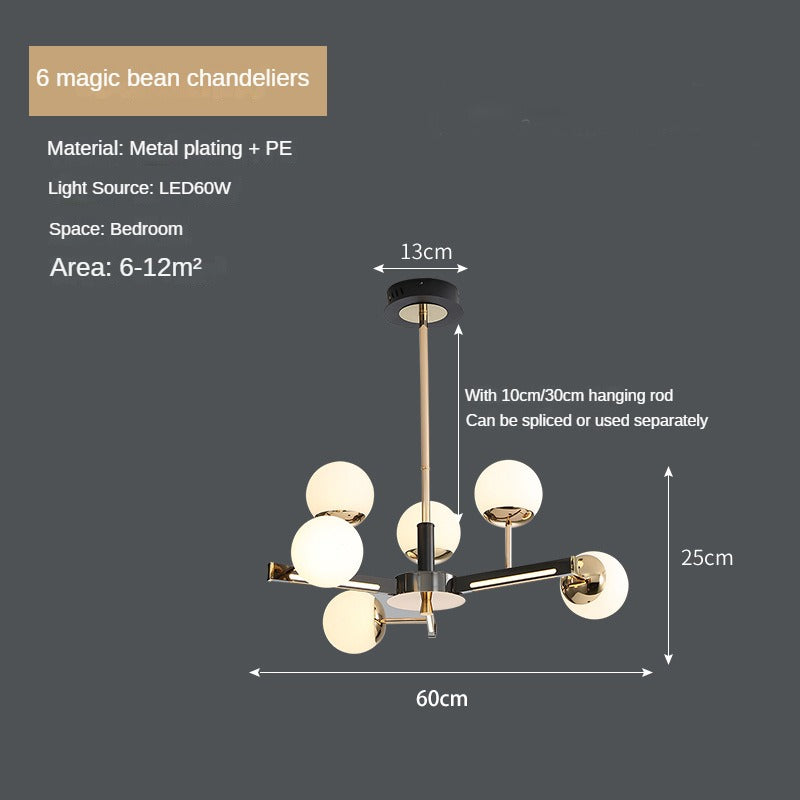 HEIKESZ Nordic Magic Bean Ring LED Chandelier Modern Minimalist Creative Lighting for Living Room Bedroom Study