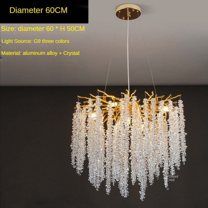 HEIKESZ Modern Crystal Chandelier Luxury Water Drop Branch Design for Living Room Dining Room Bedroom Villa Lighting