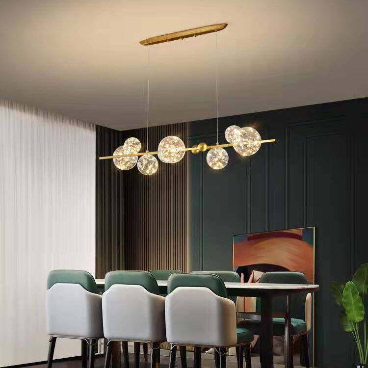 HEIKESZ Nordic Copper Chandelier Modern Minimalist Magic Bean Bubble Lamp for Living Room Dining Room Bedroom Ceiling Light