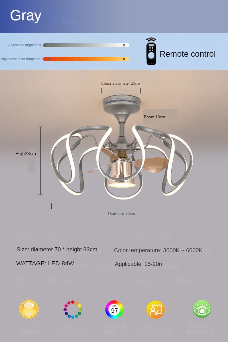 HIKESZ 360° Shaking Head Fan Lamp Nordic Ceiling Fan Light for Restaurant Kids Room Bedroom Household Modern Cooling Fan Light