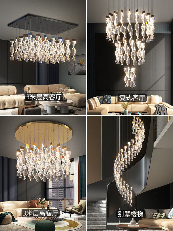 HEIKESZ Modern Minimalist LED Chandelier for Living Room Dining Kitchen Bedroom Luxury Nordic Design Long Pendant Light