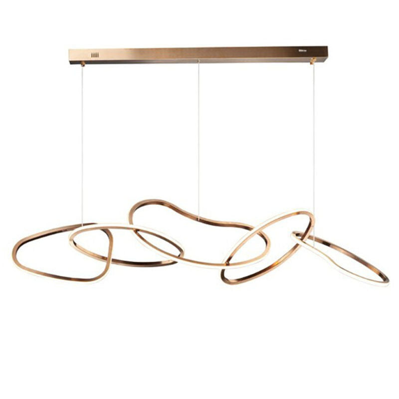 HEIKESZ Post-Modern Stainless Steel Chandelier Nordic Style Creative Ring Bar Lamp Warm Light for Living Room Bedroom Restaurant Ceiling Lighting