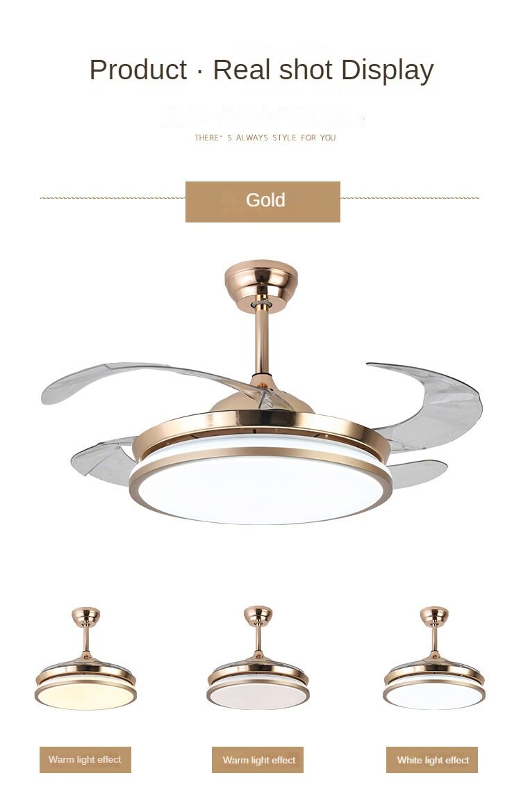 HEIKESZ Ultra-Thin Ceiling Fan Light Invisible Integrated Modern Minimalist Chandelier for Living Room Bedroom Dining Room