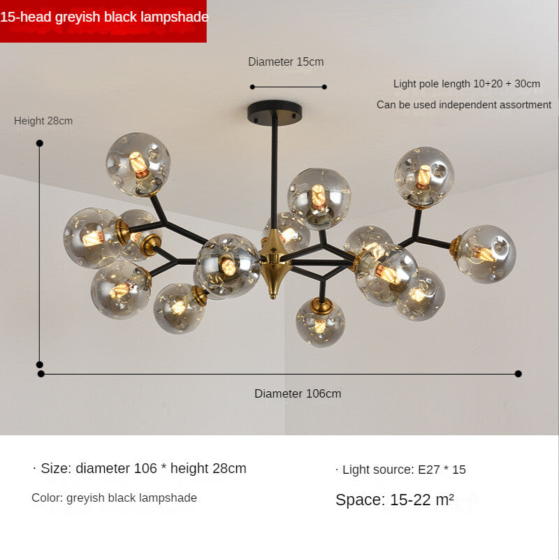 HEIKESZ Nordic Magic Bean Molecular Lamp Modern Glass Ball Chandelier for Living Room Bedroom Dining Room Warm Lighting Ceiling Decor