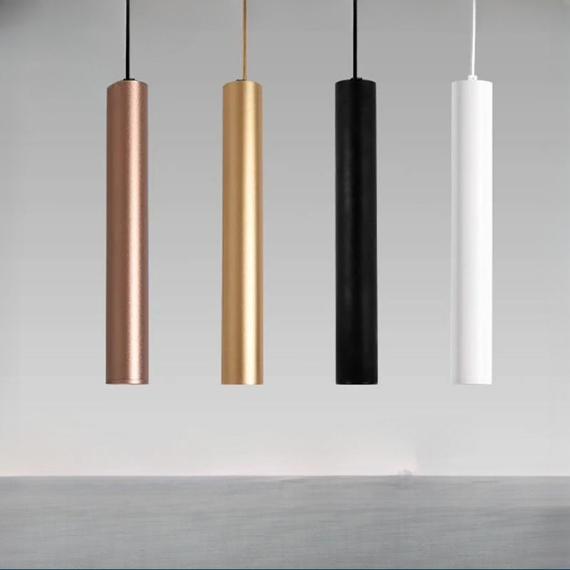 HEIKESZ Long Round Straight Column Suspension Wire Spotlight Minimalist Nordic Designer Chandelier for Dining Room Bar Bedroom