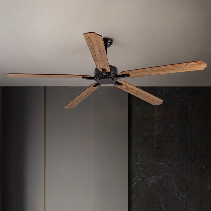 HEIKESZ Large Wind Wooden Leaf Fan Lamp Nordic Living Room Frequency Conversion Commercial Retro Restaurant Industrial Big Fan Chandelier