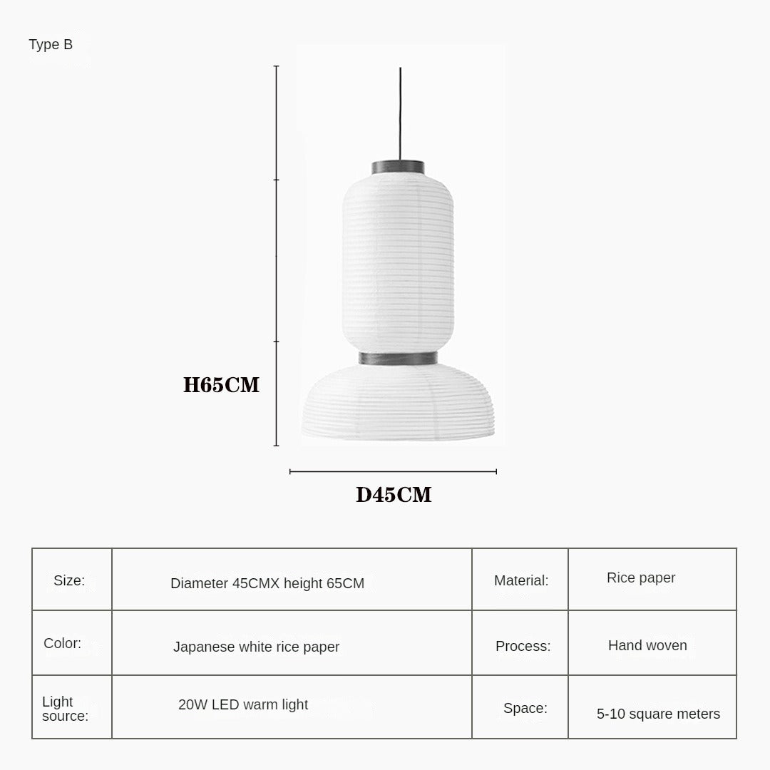 HEIKESZ Japanese-Style Xuan Paper Chandelier Nordic Simple Modern Living Room Study Chinese Style Lamp