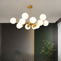 HEIKESZ All Copper Magic Beans Chandelier Modern Minimalist LED Ceiling Light for Living Room Bedroom Restaurant Nordic Hanging Lamp