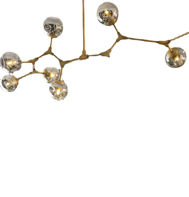 HEIKESZ Post-Modern Chandelier Nordic Golden Molecular Living Room Lighting Creative Glass Lamp for Bedroom Restaurant Ceiling LED Lights