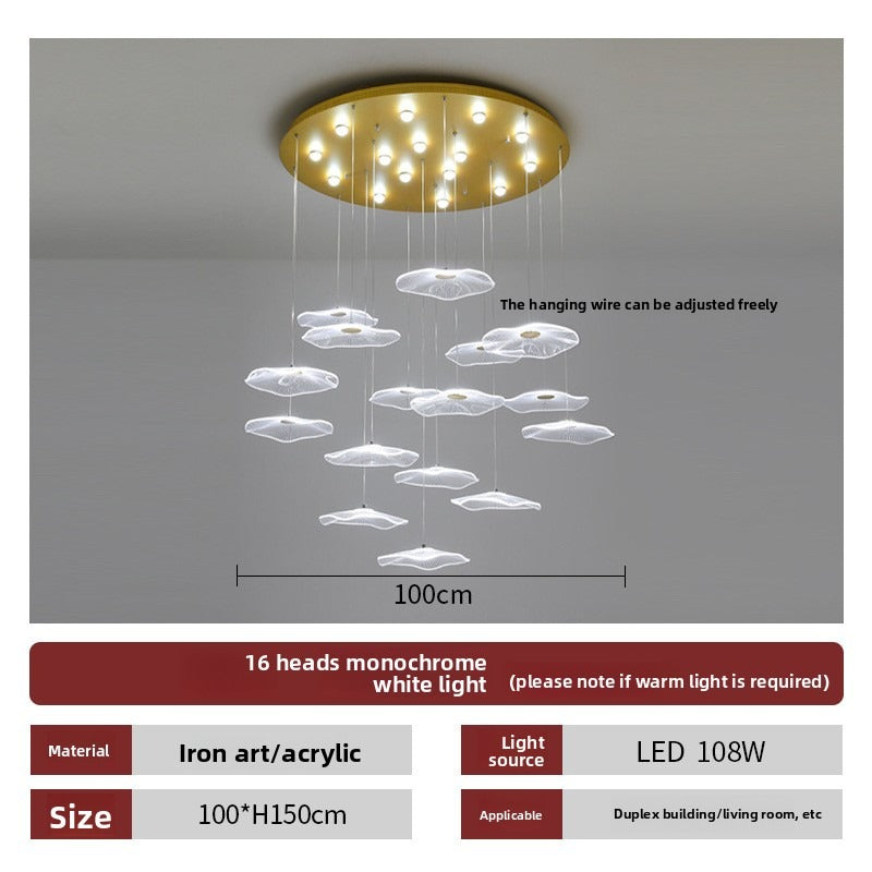 HEIKESZ Modern Danish Chandelier Simple Empty Lotus Leaf LED Lighting for Restaurant Living Room Dining Bar Nordic Ceiling Fixture