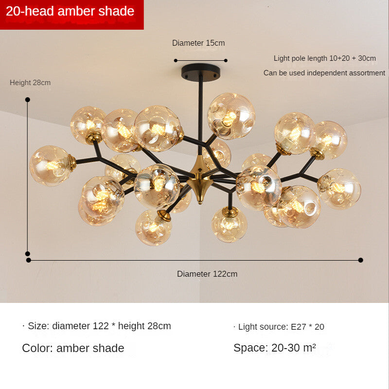 HEIKESZ Nordic Magic Bean Molecular Lamp Modern Glass Ball Chandelier for Living Room Bedroom Dining Room Warm Lighting Ceiling Decor