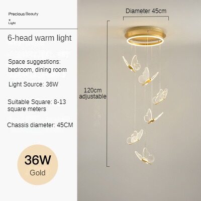 HEIKESZ Nordic Modern Minimalist LED Chandelier Acrylic Butterfly Creative Art Light for Living Room Dining Room Ceiling Pendant
