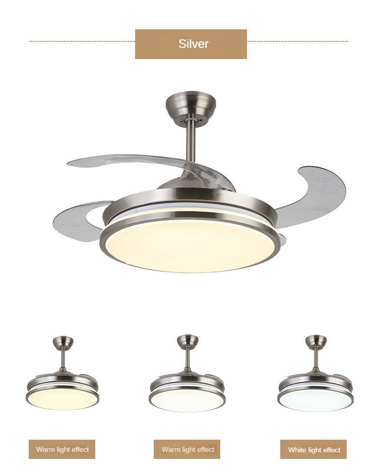 HEIKESZ Ultra-Thin Ceiling Fan Light Invisible Integrated Modern Minimalist Chandelier for Living Room Bedroom Dining Room