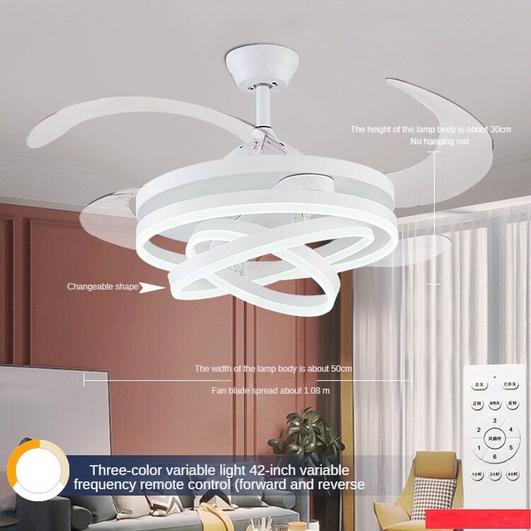 HEIKESZ Modern Nordic Ceiling Fan With LED Light 42 48 Inch Invisible Fan Remote Control For Livingroom Bedroom Restaurant Decor