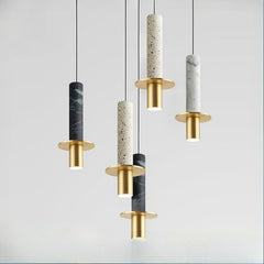 HEIKESZ Modern Minimalist Droplight Art Marble Terrazzo Single Head Bedside Lamp for Restaurant Bar Decor