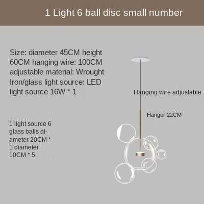 HEIKESZ Nordic Creative Post Modern Art Magic Bean Bubble Lamp Mickey Glass Chandelier for Living Room Bedroom Dining LED Lighting