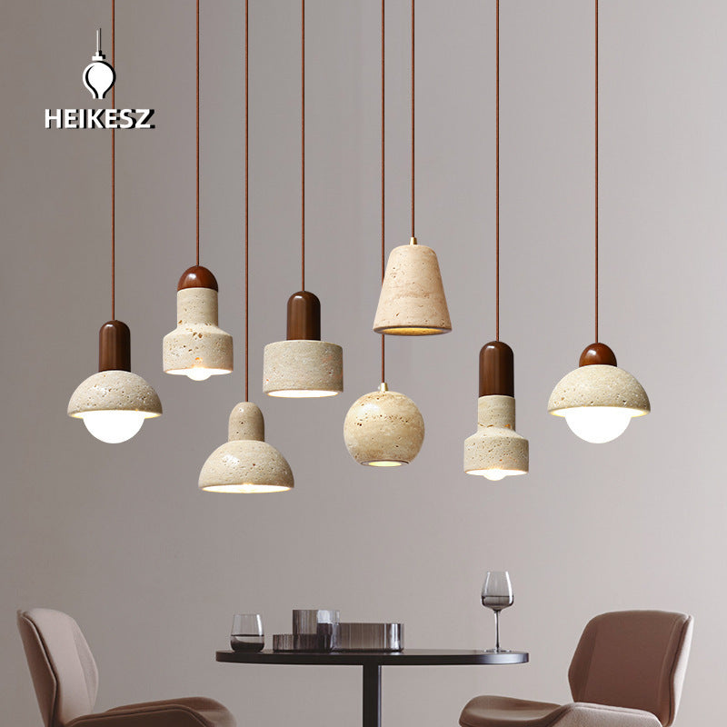 HEIKESZ Silent Style Black Yellow Cave Stone Japanese Bedroom Chandelier Vintage Industrial Lighting for Living Room