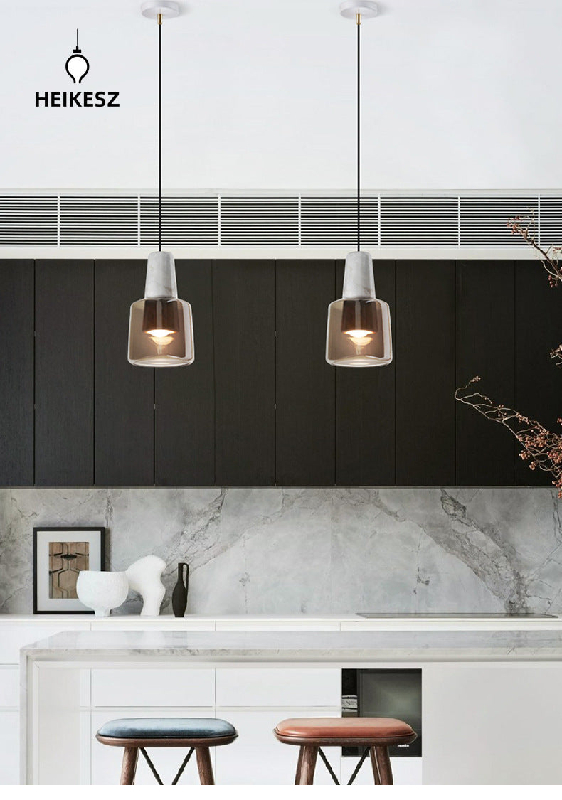 HEIKESZ Nordic Ins Glass Hanging Lamp Modern Simple Light Luxury Bedroom Bedside Dining Room Living Room Decor