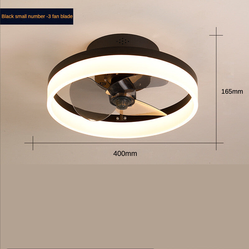 HEIKESZ Nordic Ceiling Fan Light with LED Strip Modern Minimalist Design Invisible Fan Lamp for Bedroom Dining Room Home Living Room