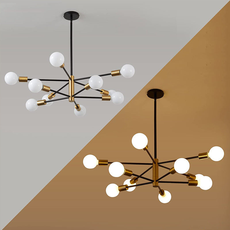 Heikesz Satellite Chandelier Retro Industrial Style LED Ceiling Light for Living Room Restaurant American Country Hanging Lamp