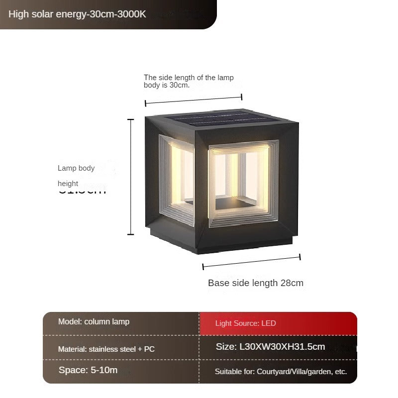 HEIKESZ Solar Pillar Lamp Waterproof Outdoor Lighting for Garden Courtyard Gate Villa Door Wall Decoration