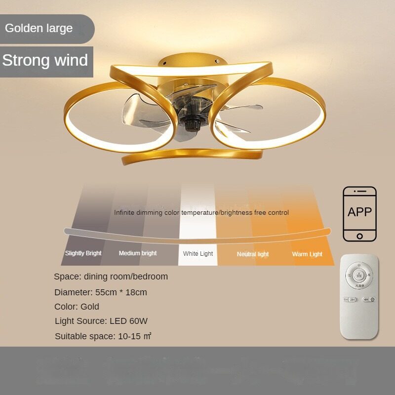 HEIKESZ Nordic Luxury Ceiling Fan with LED Light and Remote Control for Bedroom Living Room Dining Room