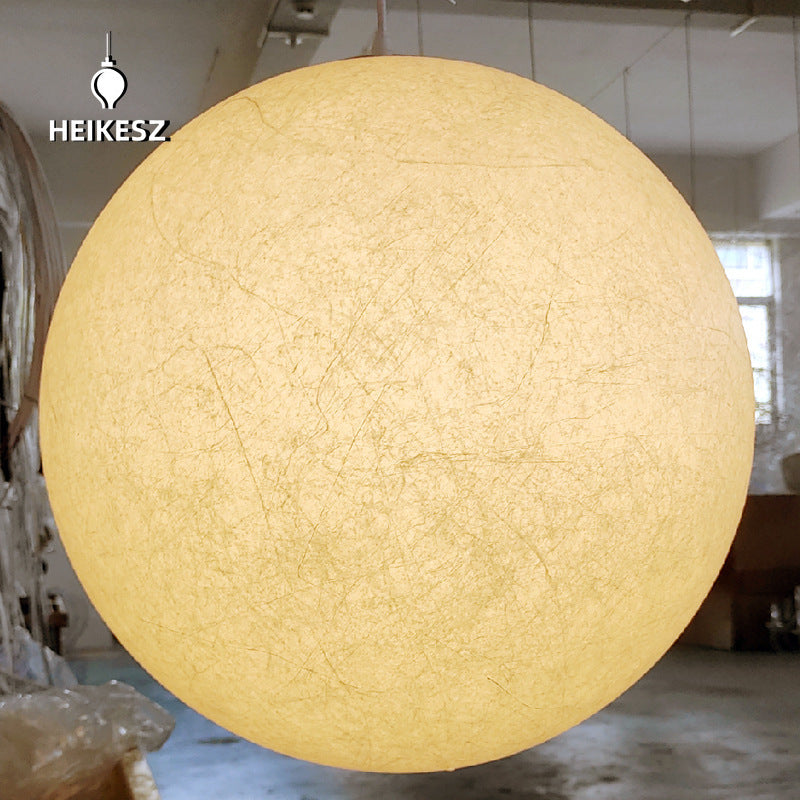 HEIKESZ Silk Moon Light Chandelier Large Nordic Art Bedroom Dining Room Lamp Creative Bar Clothing Store Ball Chandelier
