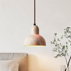 HEIKESZ Cream Style Retro Chandelier Small Droplight for Bedside Dining Room Bar Counter Yellow Cave Stone Design