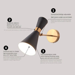 HEIKESZ Modern Minimalist Horn Wall Lamp Nordic Style LED Lighting for Living Room Bedroom Bathroom Mirror Warm Light