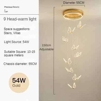 HEIKESZ Nordic Modern Minimalist LED Chandelier Acrylic Butterfly Creative Art Light for Living Room Dining Room Ceiling Pendant