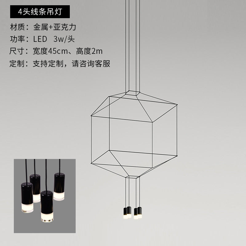 HEIKESZ Nordic Long Line Chandelier for Hotel Lobby Living Room Staircase Villa High Rise Duplex Modern Lighting Decor