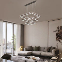 HEIKESZ Modern Aluminum Chandelier for Living Room Bedroom Restaurant Warm Light Creative Rectangular Ceiling Lamp