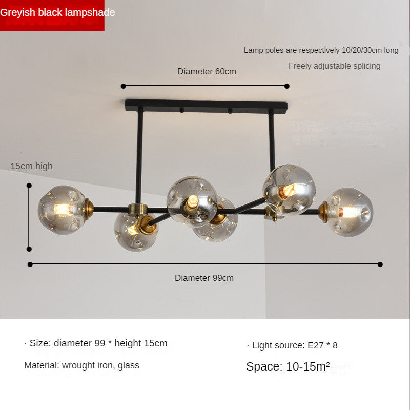 HEIKESZ Nordic Magic Bean Molecular Lamp Modern Glass Ball Chandelier for Living Room Bedroom Dining Room Warm Lighting Ceiling Decor