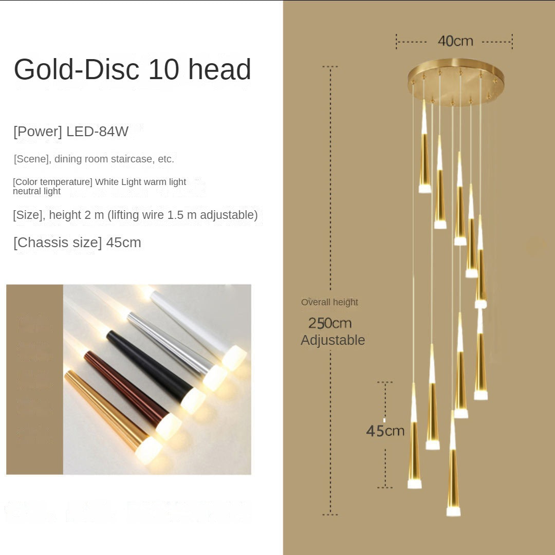 HEIKESZ Hammer Rotating Stair Chandelier Luxury Villa Hollow Meteor Shower Light Fixture for Ceiling Lights