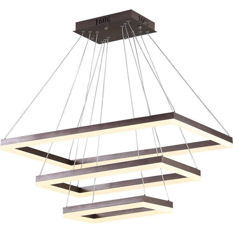 HEIKESZ Modern Rectangular LED Chandelier for Dining Room Living Room Bedroom Warm Light Creative Personality Bar Lamp Upscale Ceiling Lighting