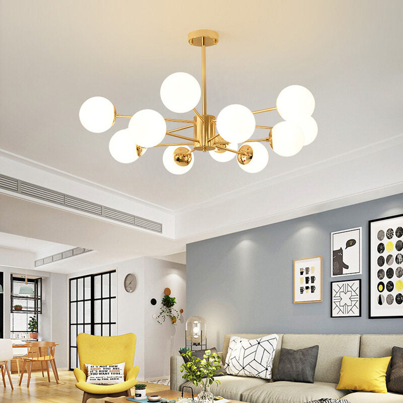 HEIKESZ Nordic Magic Bean Chandelier Post Modern Glass LED Ceiling Light for Living Room Bedroom Restaurant Creative Wrought Iron Lighting