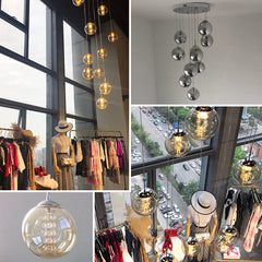 HEIKESZ Crystal Glass Ball Chandelier for High-Altitude Apartment Villa Duplex Rotating Long Staircase Lighting Modern Commercial Shop Restaurant